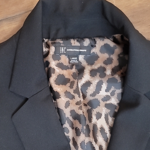 INC International Concepts Black and Brown Blazer Versatile Suit Jacket - Picture 4 of 9